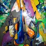 Натюрморт с кувшином. Бумага, акрил.